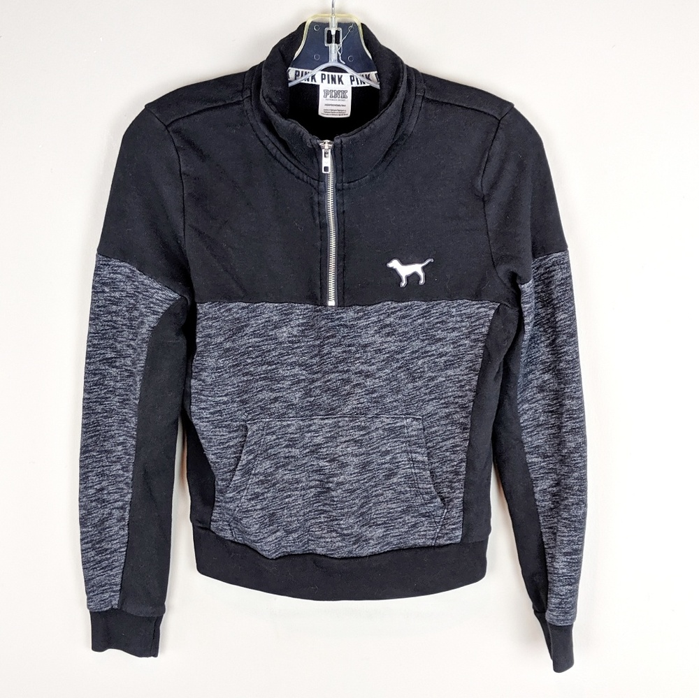 PINK Victoria's Secret | Black Gray Zip Top - E90